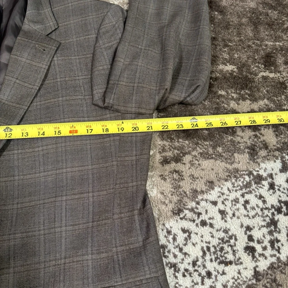 JOS‎ A BANK Blazer Mens 42L Brown Windowpane Wool SportCoat Suit Jacket